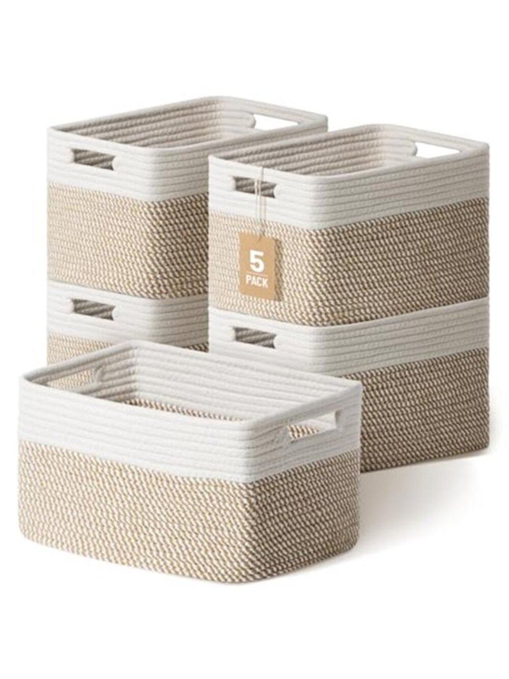 New 5 Pack Woven Storage Baskets, Decorative Storage Bins for Organizing